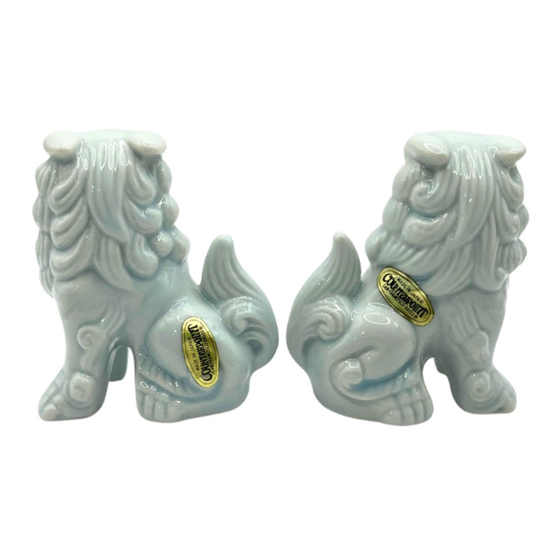 Vintage Light Blue Porcelain ShiShi Lion Foo Dog Salt and Pepper Shakers