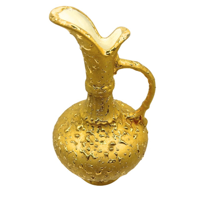 Vintage 22K Weeping Gold Ewer Pitcher Vase Mid Century Ceramic Made in USA