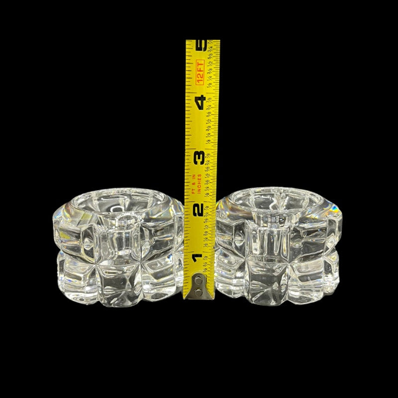 Godinger Clear Crystal Glass Diamante Tapered Candle Votive Holder Pair Set of 2