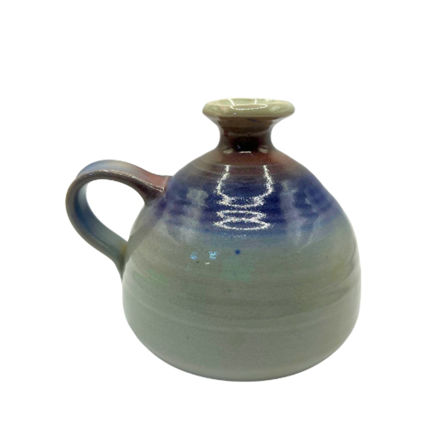 Zimmerman Signed Studio Art Pottery Glazed Handmade Oil Cruet Picture Vase