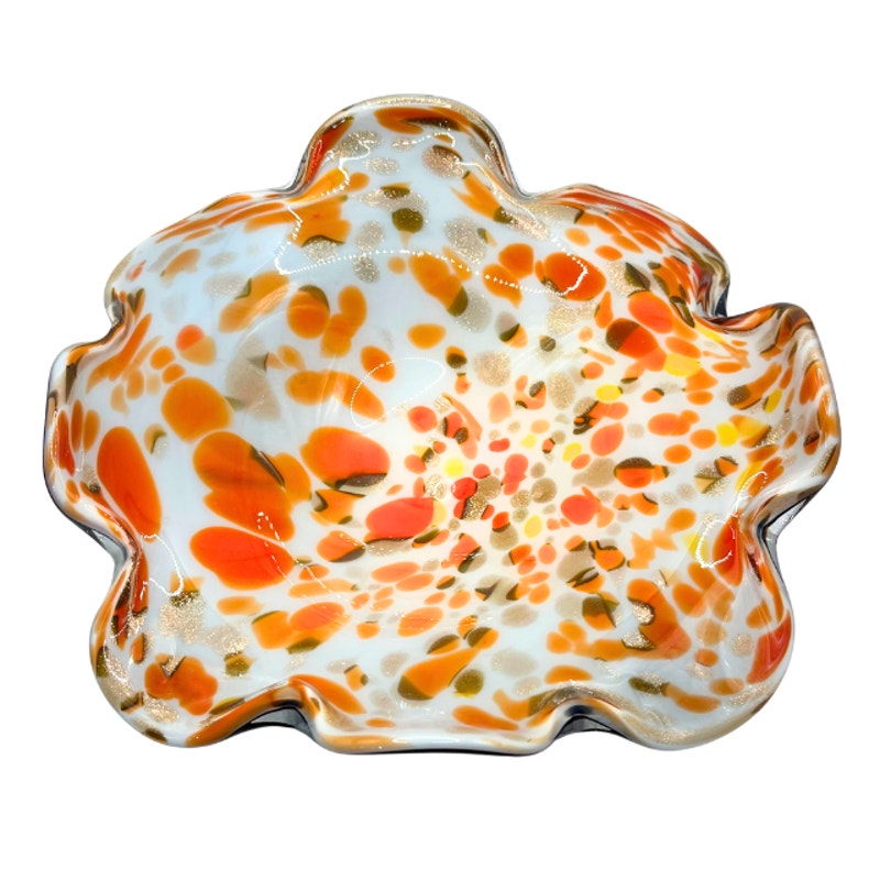 Vintage Murano Art Glass Confetti Bowl Aventurine Mid Century Modern