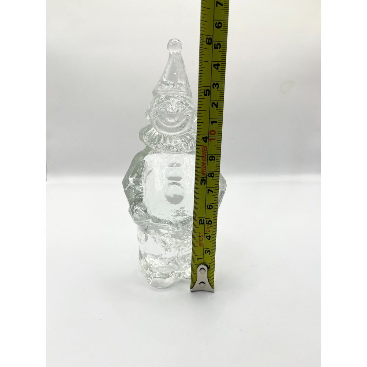 Vintage Pukeberg Sweden Art Glass Clown Paperweight Clear Manganese UV Glow