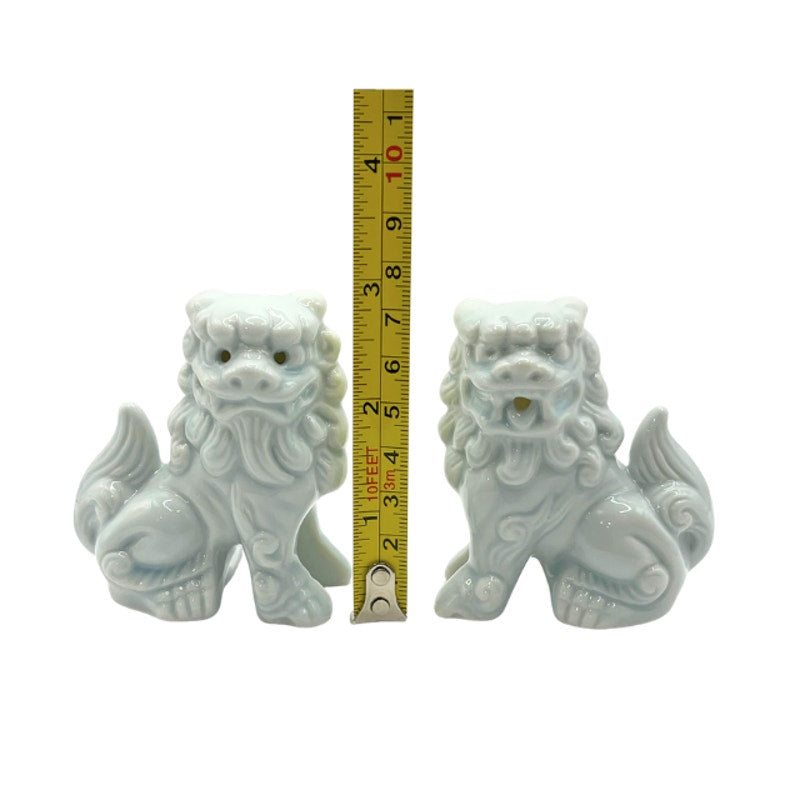 Vintage Light Blue Porcelain ShiShi Lion Foo Dog Salt and Pepper Shakers