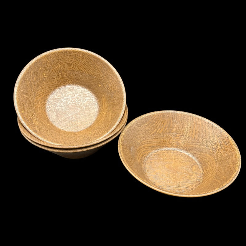 Vintage Thermo Serv Faux Wood Grain Plastic Salad Bowls Set of 4 1970s