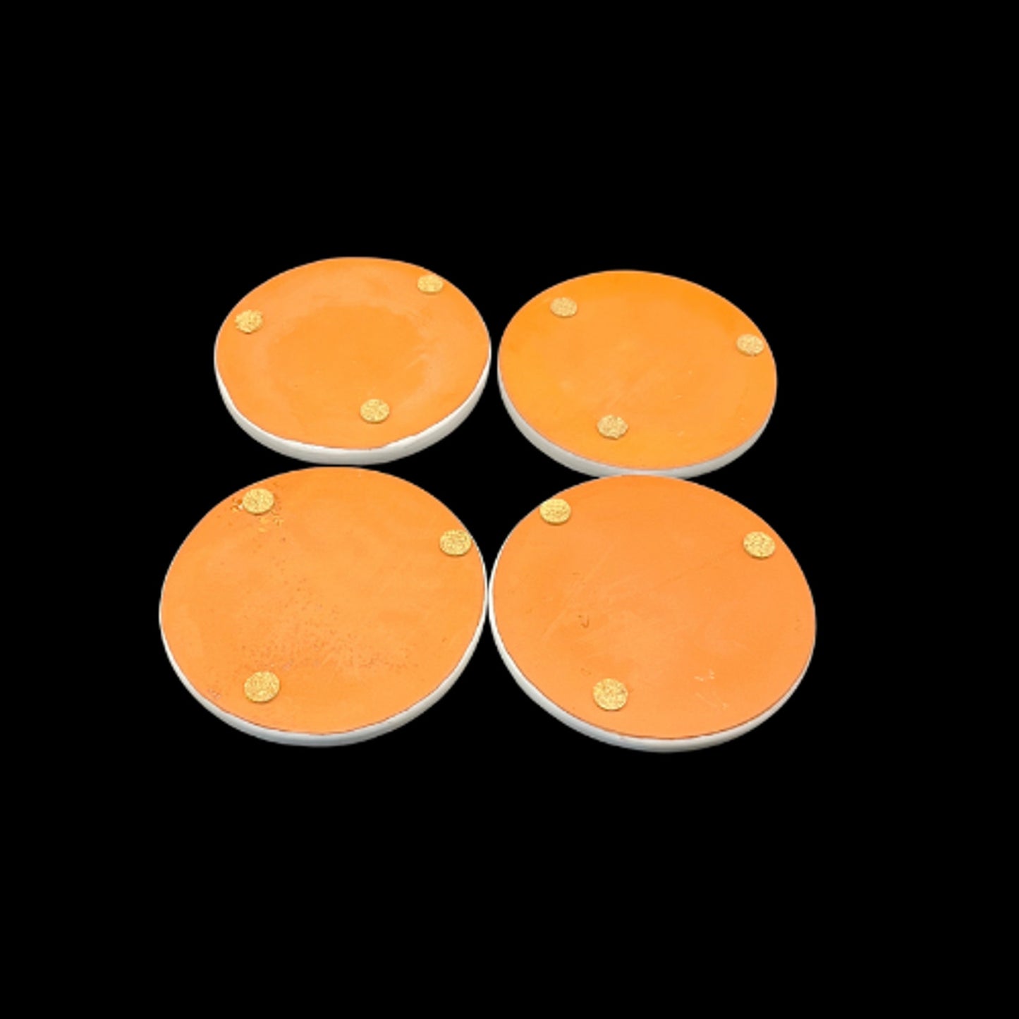 Green Crackle Glass Coasters Glazed Inlay Terracotta Set of Four 4"