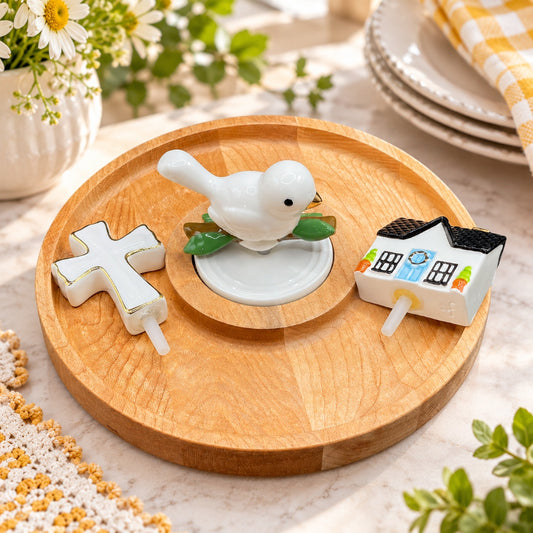 JK Adams for Nora Fleming Maple Cracker Round Serving Board Minis Centerpieces