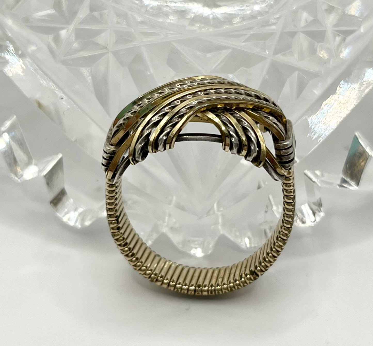 Sterling Sliver 3 Color Tone Flat Knot Twist Ring