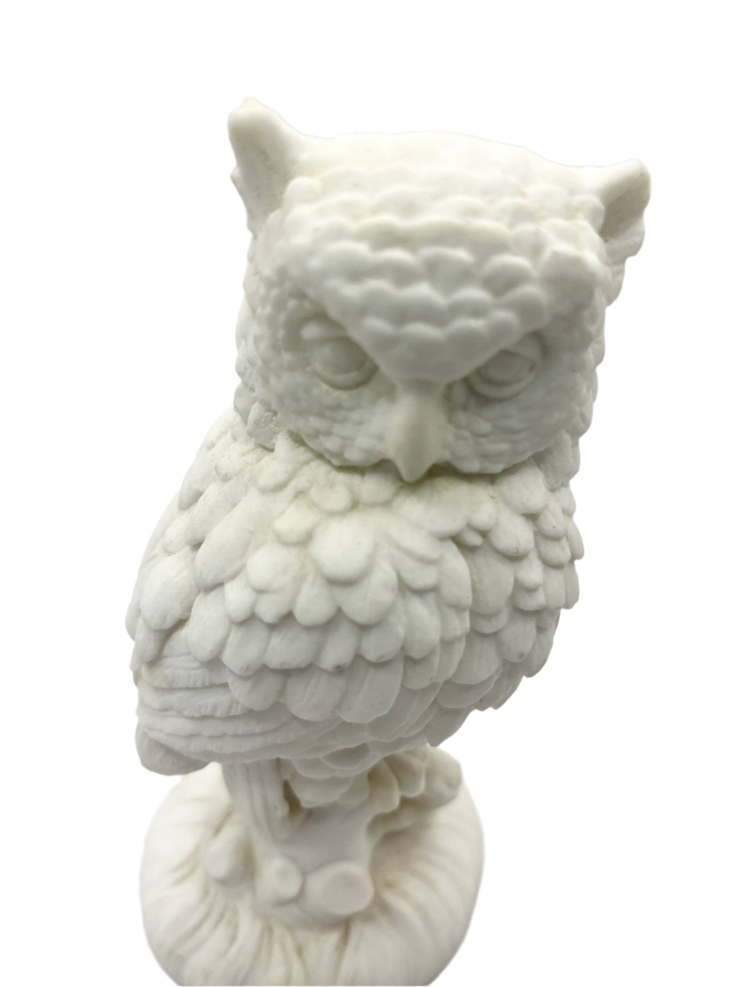 Vintage Alabaster White Owl Signed A. Santini Made in Italy