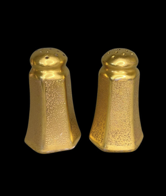 1940s Stouffer Gold Embossed Salt & Pepper Shakers