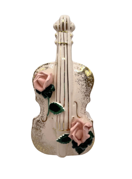 1960s Pink Violin Lefton Wall Pocket