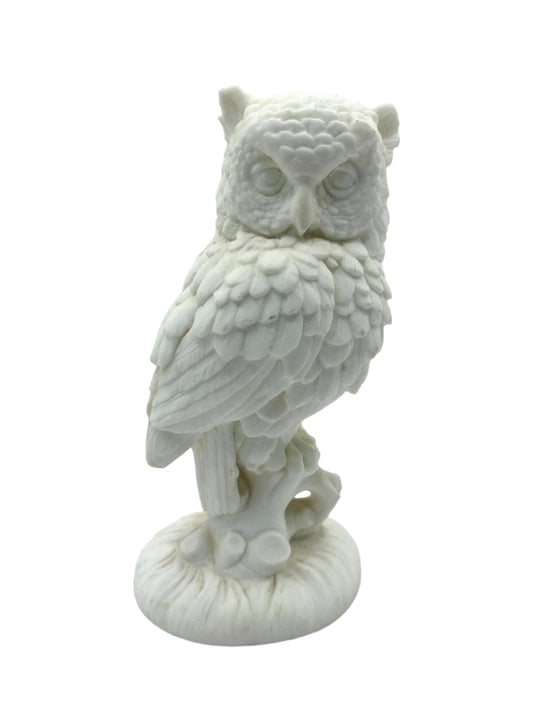 Vintage Alabaster White Owl Signed A. Santini Made in Italy