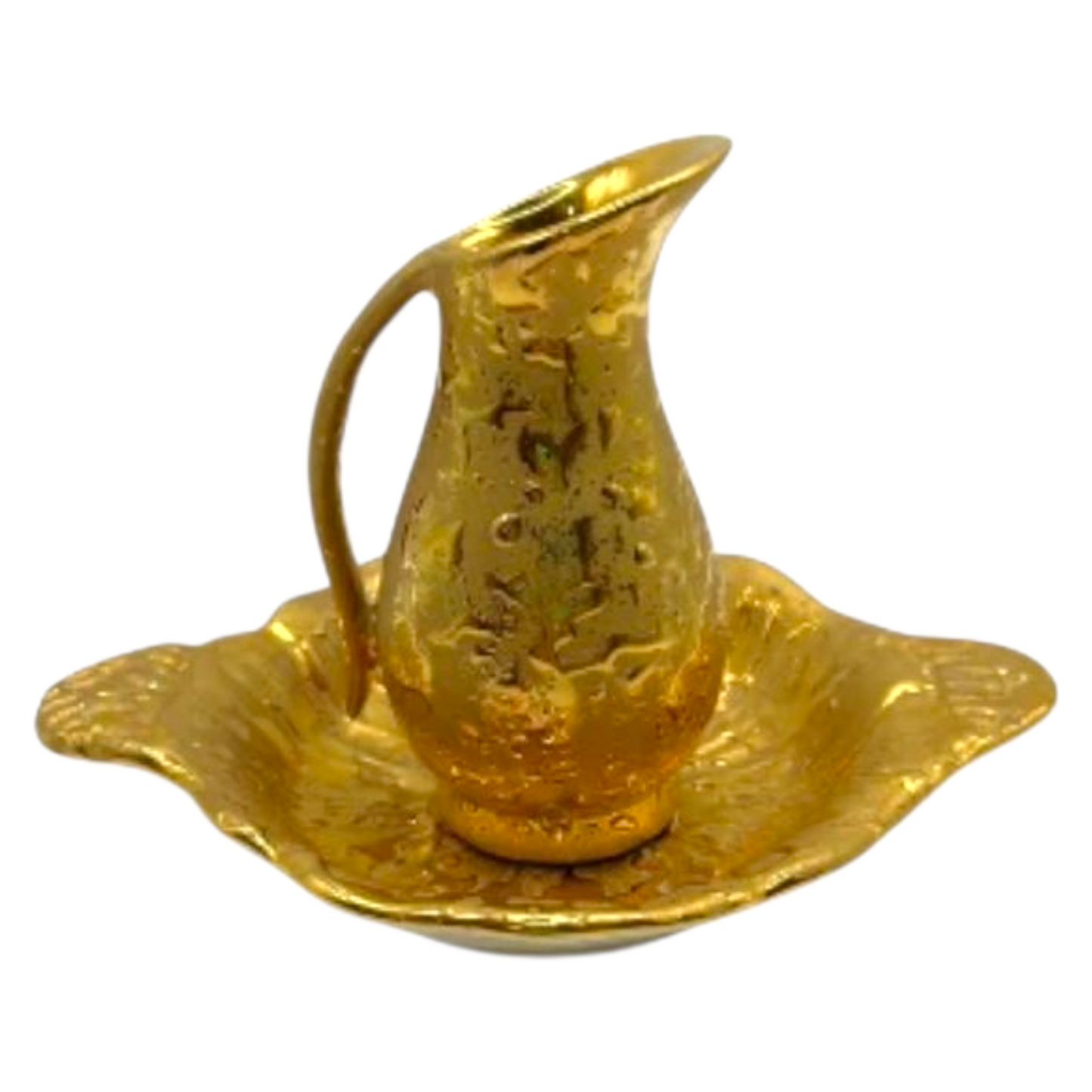 Vintage  22 Kt Weeping-Bright Gold Wash Basin Miniature Set