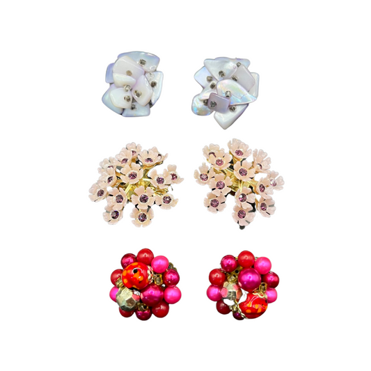 * 3 Pairs of Vintage Rhinestone, Beads, and MOP Earrings