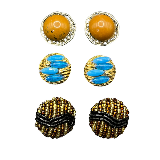 * Set of 3 Vintage Clip-on Earrings