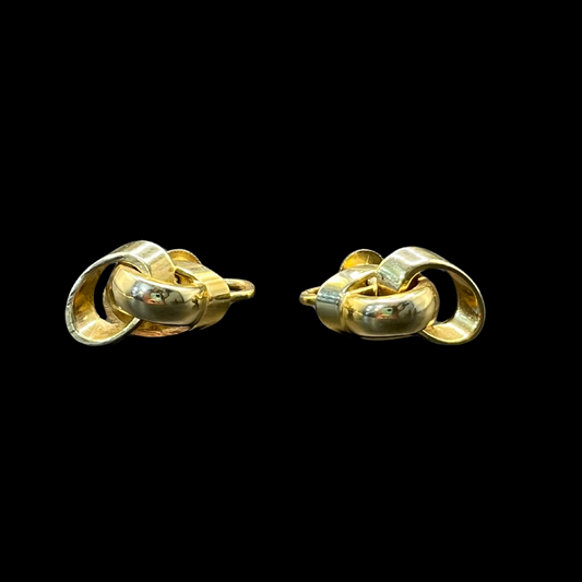 * Vintage Alice Gold Tone Interlock Loop Screw Back Earrings Signed