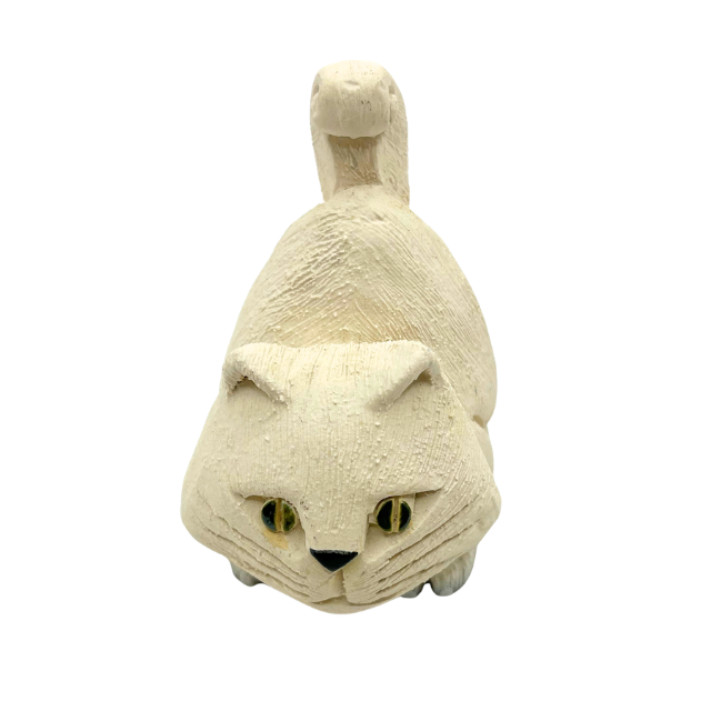 Vintage Artesania Rinconada Cat Kitten Hand Carved Figurine Uruguay - Repaired