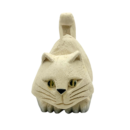 Vintage Artesania Rinconada Cat Kitten Hand Carved Figurine Uruguay - Repaired