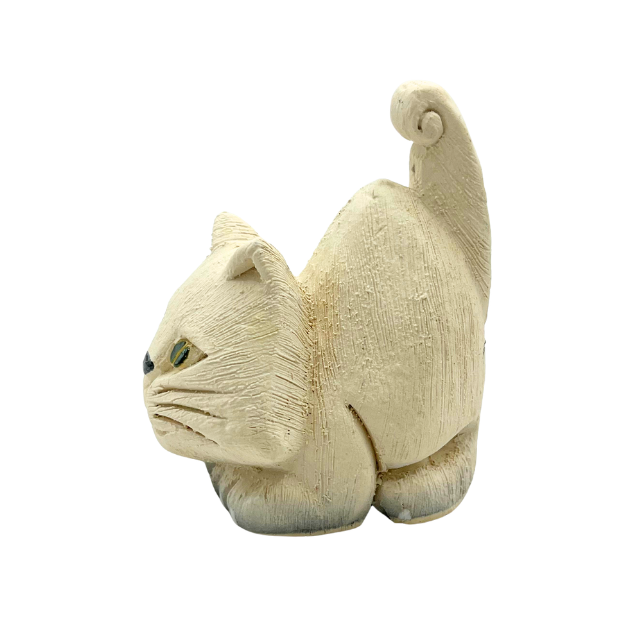 Vintage Artesania Rinconada Cat Kitten Hand Carved Figurine Uruguay - Repaired