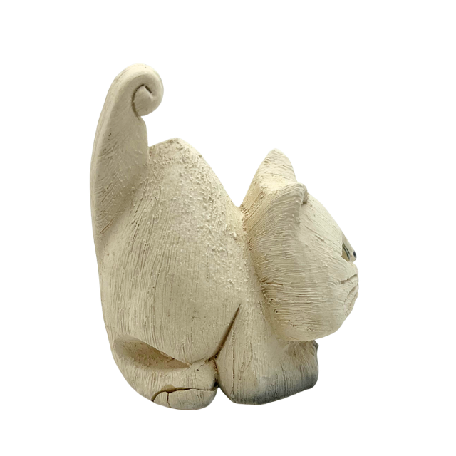 Vintage Artesania Rinconada Cat Kitten Hand Carved Figurine Uruguay - Repaired