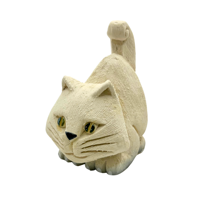 Vintage Artesania Rinconada Cat Kitten Hand Carved Figurine Uruguay - Repaired