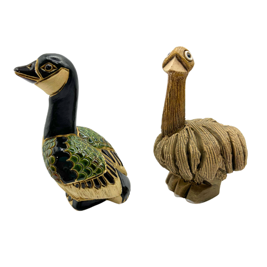 Artesania Rinconada Set: Handcrafted Baby Ostrich & Canadian Goose