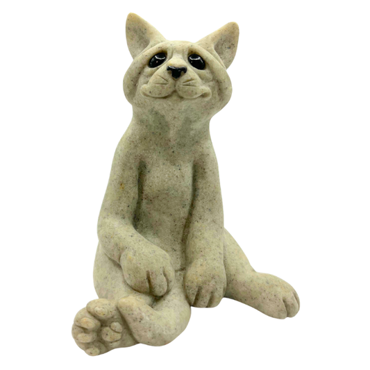 Reserved for Carrie S- 2000 Quarry Critters Stoneware Cat Charley  6" by 4.5" by 3.5" Sitting Cat Figurine