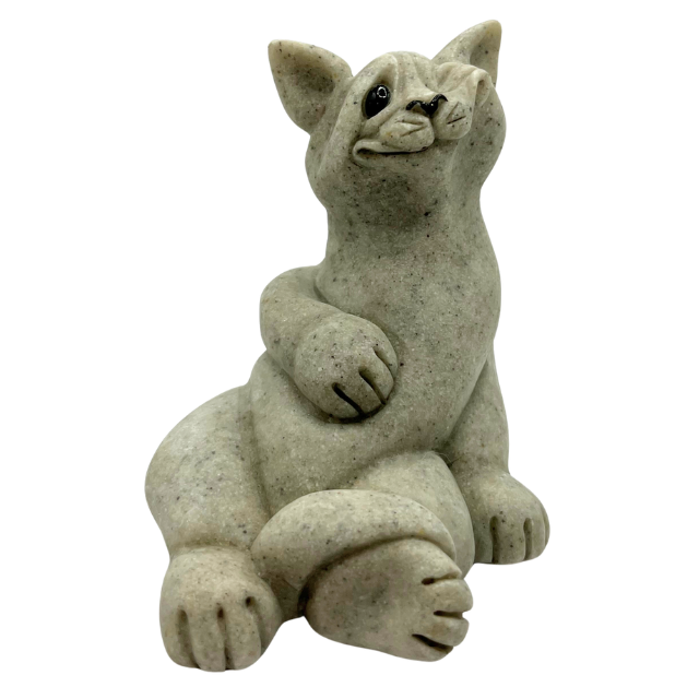 Reserved for Carrie S- 2000 Quarry Critters Stoneware Cat Carla 3.5" by 2.75" by 3" Winking Cat Figurine