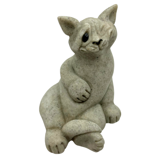 Reserved for Carrie S- 2000 Quarry Critters Stoneware Cat Carla 3.5" by 2.75" by 3" Winking Cat Figurine