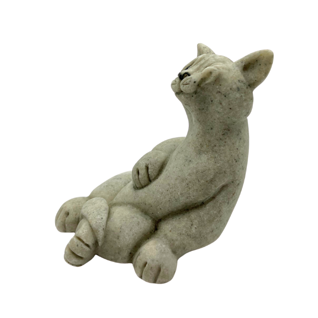 Reserved for Carrie S- 2000 Quarry Critters Stoneware Cat Carla 3.5" by 2.75" by 3" Winking Cat Figurine