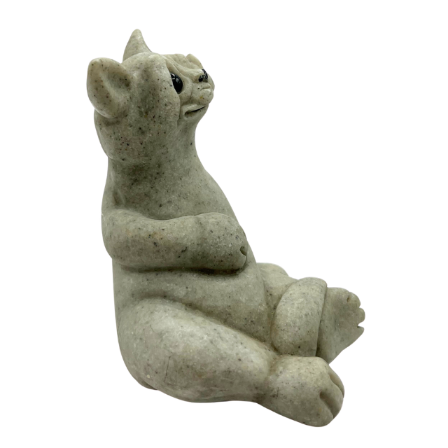 Reserved for Carrie S- 2000 Quarry Critters Stoneware Cat Carla 3.5" by 2.75" by 3" Winking Cat Figurine