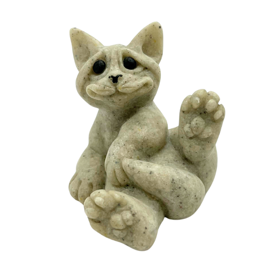 Reserved for Carrie S - 2000 Quarry Critters Stoneware  Kitten Cat Clyde  2" by 1.5" by 1.75" Playful Cat Kitten Figurine
