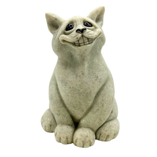 Reserved for Carrie S - 2000 Quarry Critters Stoneware Cat Chico  4.25" by 2.75" by 3" Smiling Cat Figurine