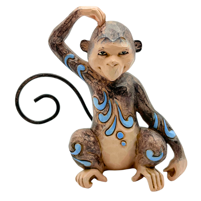 Whimsical Miniature Jim Shore Monkey Scratching Head 3.5" Tall