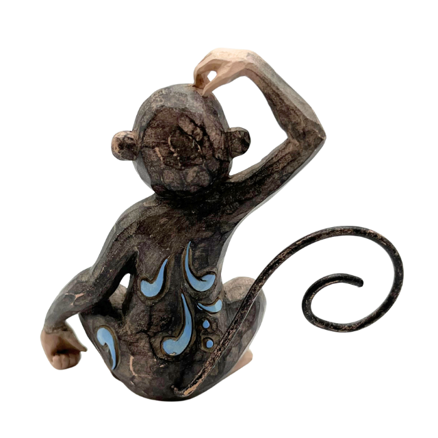 Whimsical Miniature Jim Shore Monkey Scratching Head 3.5" Tall