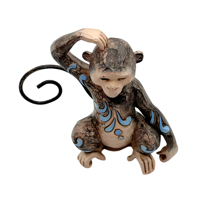 Whimsical Miniature Jim Shore Monkey Scratching Head 3.5" Tall