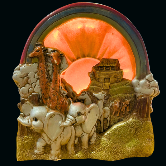 Reserved for Carrie S. -Vintage Ceramic  Noah's Ark Nursery Lamp Hand Painted with Original Cord