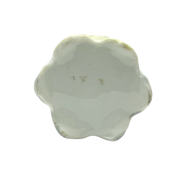 Antique Porcelain Vanity Hat Pin Holder 1.5" Signed 1900s Floral Hand Painted Decor