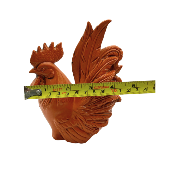 Japanese Ceramic Zodiac Chicken Roster Statue Vintage Red Clay Lucky Charm Figurine Signed