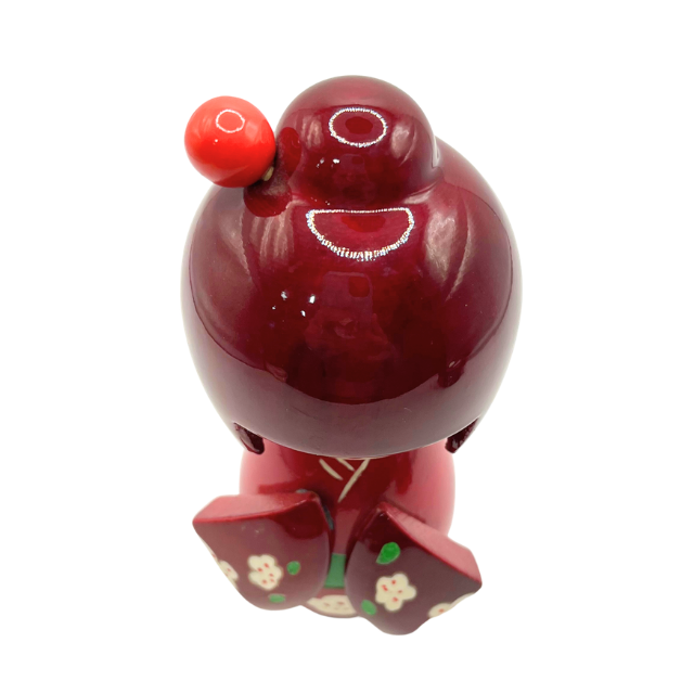 Japanese Kokeshi Doll 5.5" Tall  Red Wooded Amayadori