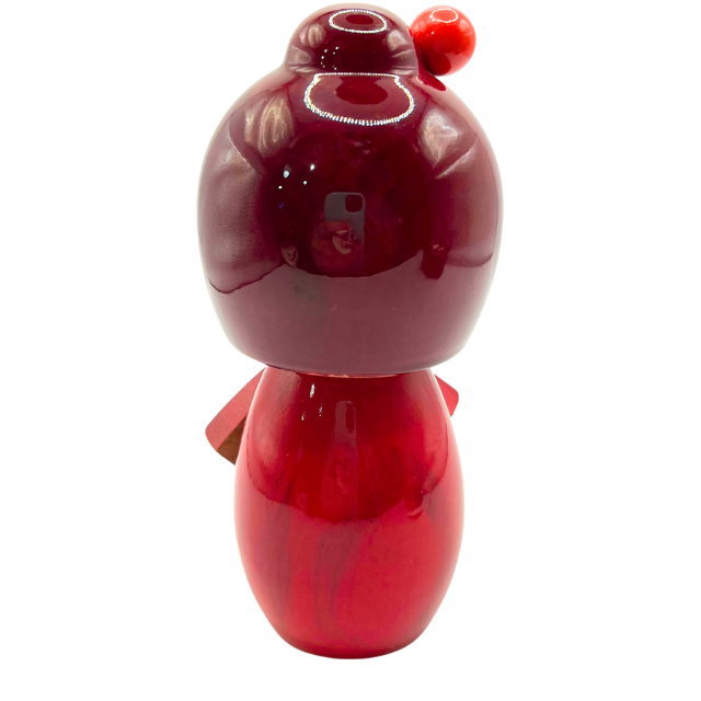 Japanese Kokeshi Doll 5.5" Tall  Red Wooded Amayadori
