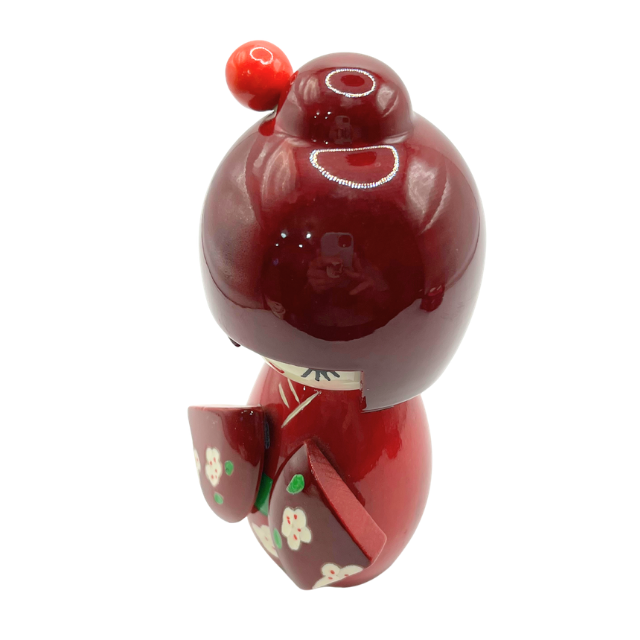 Japanese Kokeshi Doll 5.5" Tall  Red Wooded Amayadori