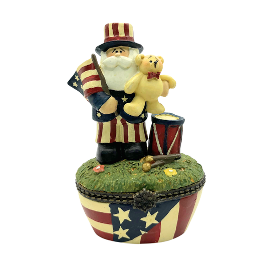 Vintage Uncle Same 4th of July Trinket Ring Box Americana Decor