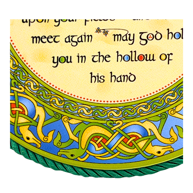 Irish Blessing Ceramic Pot Stand 7" Plaque by Clara with Hanging Rope