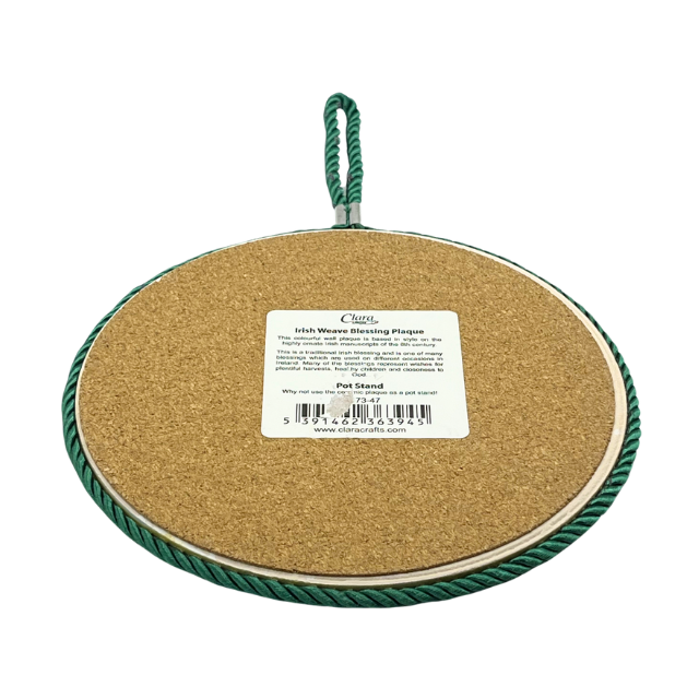 Irish Blessing Ceramic Pot Stand 7" Plaque by Clara with Hanging Rope