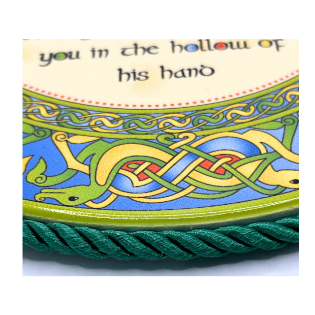 Irish Blessing Ceramic Pot Stand 7" Plaque by Clara with Hanging Rope