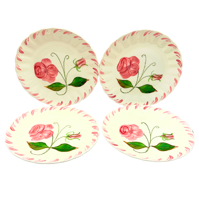 Vintage Blue Ridge Southern Pottery 7" Plates Ridge Rose Pattern Set of 4