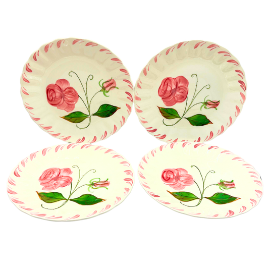 Vintage Blue Ridge Southern Pottery 7" Plates Ridge Rose Pattern Set of 4