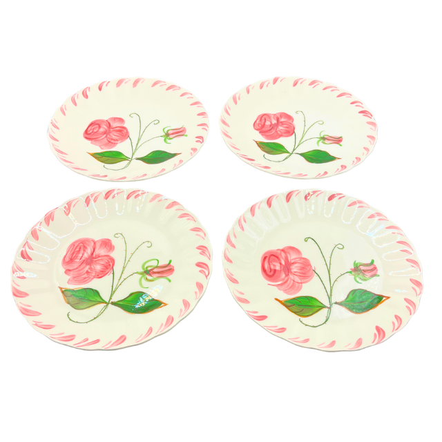 Vintage Blue Ridge Southern Pottery 7" Plates Ridge Rose Pattern Set of 4