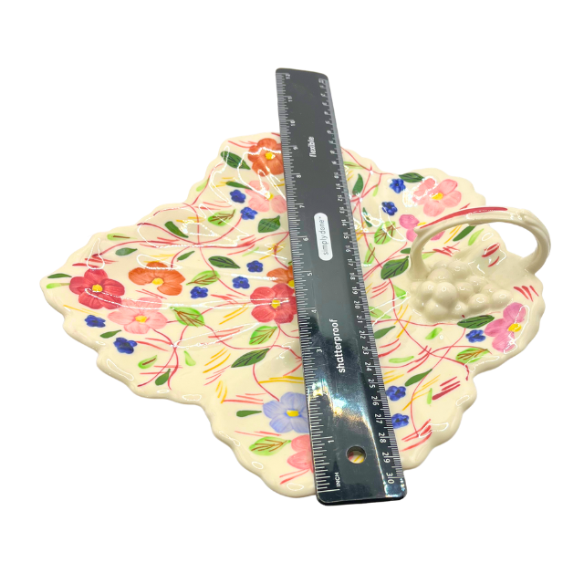 Vintage Blue Ridge Pottery Leaf Shaped 10" Nappy Dish Hand Painted