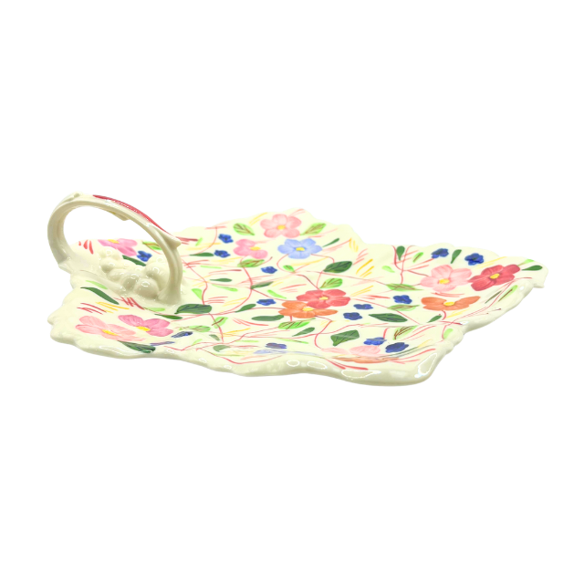 Vintage Blue Ridge Pottery Leaf Shaped 10" Nappy Dish Hand Painted